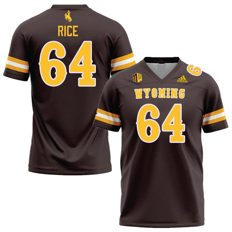 Wyoming Cowboys #64 Brandt Rice College Football Jerseys Stitched Sale-Brown